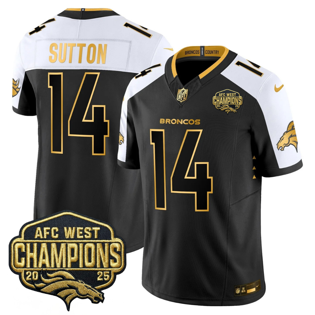 DEN AFC West Champions Patch Gold Vapor Limited Jersey - All Stitched