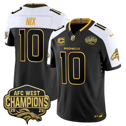 DEN AFC West Champions Patch Gold Vapor Limited Jersey - All Stitched