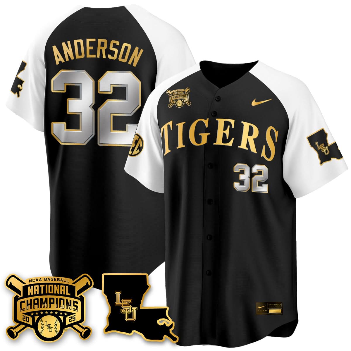 LSU Tigers 2025 College World Series Champions Limited Jersey - All Stitched