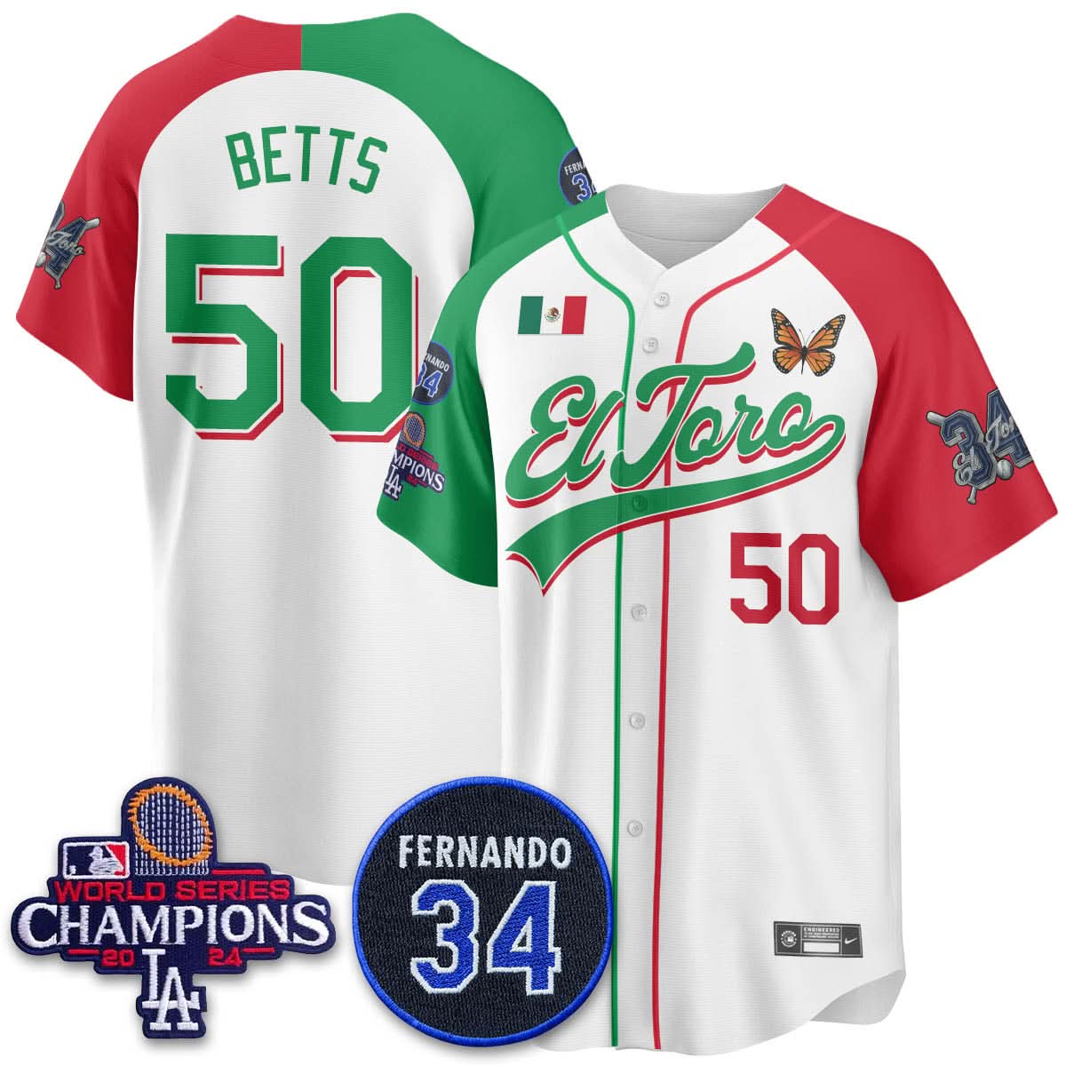 Los Angeles Dodgers Mexican "El Toro" Jersey - All Stitched