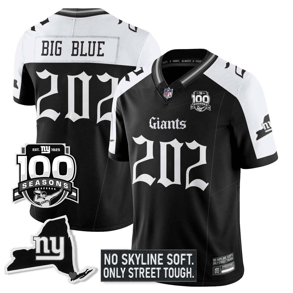 NYG 100th Seasons 'Gothic Gotham Edition' Vapor Limited Jersey - All Stitched