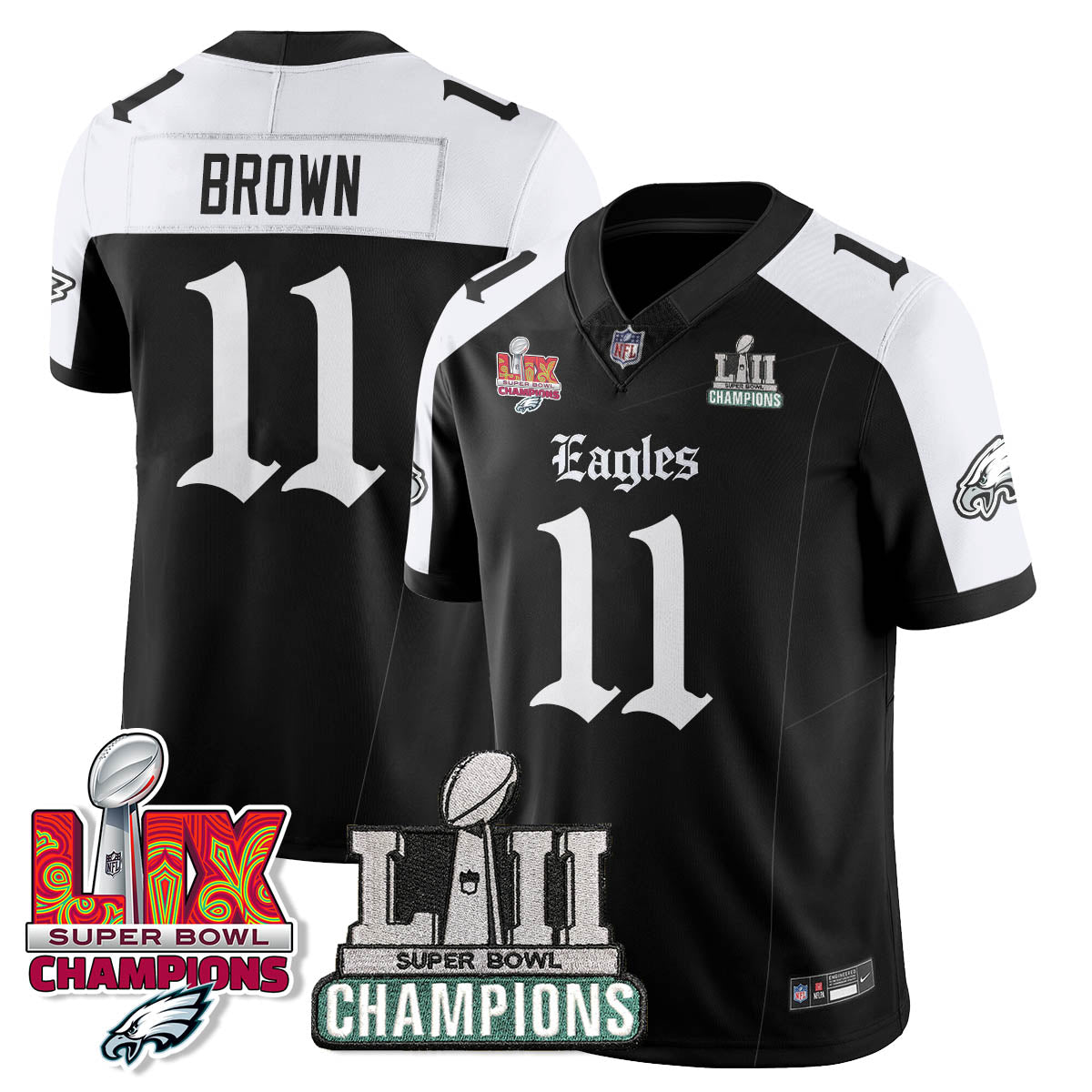 PHI 'Gothic Philly' LII-LIX Super Bowl Champions Vapor Limited Jersey - All Stitched