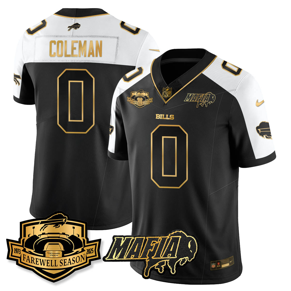 BUF 2025 Bills Mafia Patch Gold Vapor Limited Jersey - All Stitched