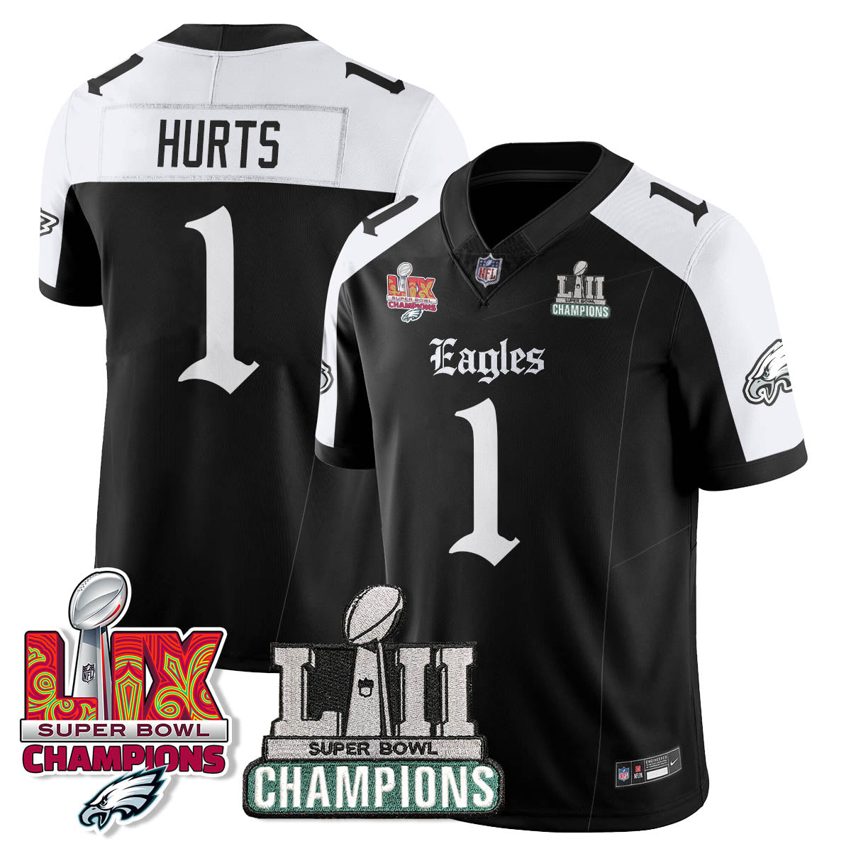PHI 'Gothic Philly' LII-LIX Super Bowl Champions Vapor Limited Jersey - All Stitched
