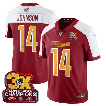 WAS 3-Time Champions Patch Vapor Limited Jersey - All Stitched