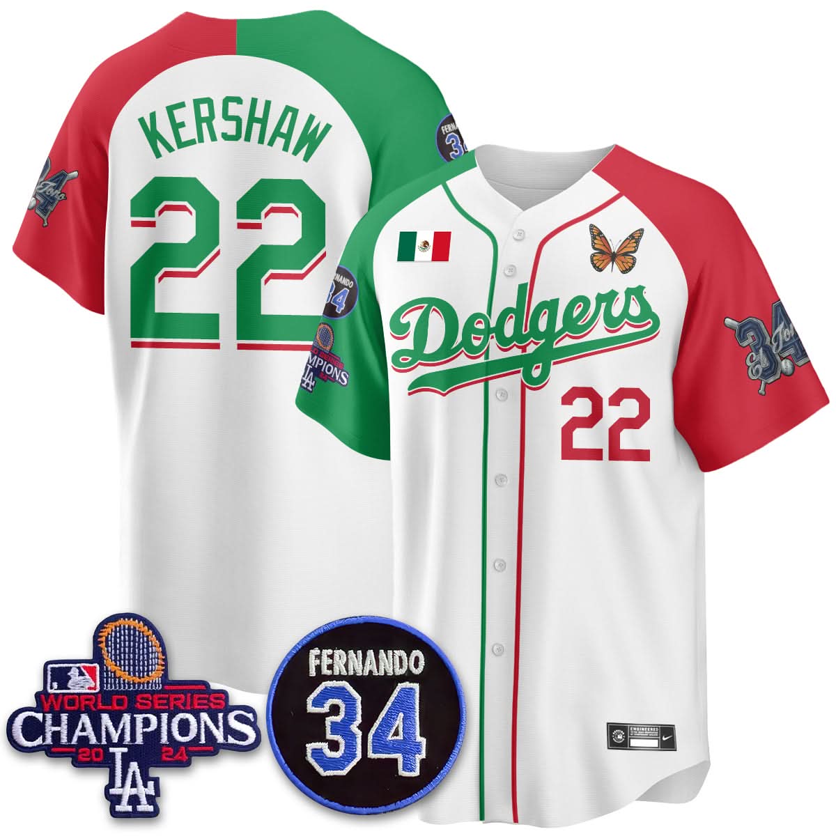 Los Angeles Dodgers Mexican "For 34" Jersey - All Stitched