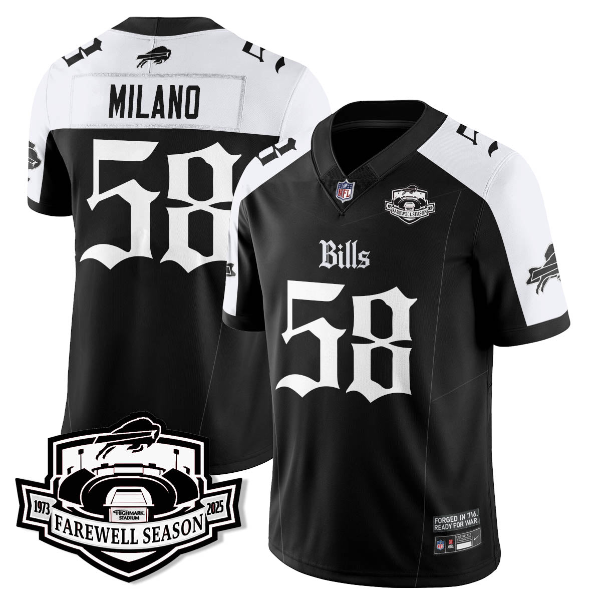 BUF Gothic Vapor Limited Jersey - Farewell Highmark Patch - All Stitched