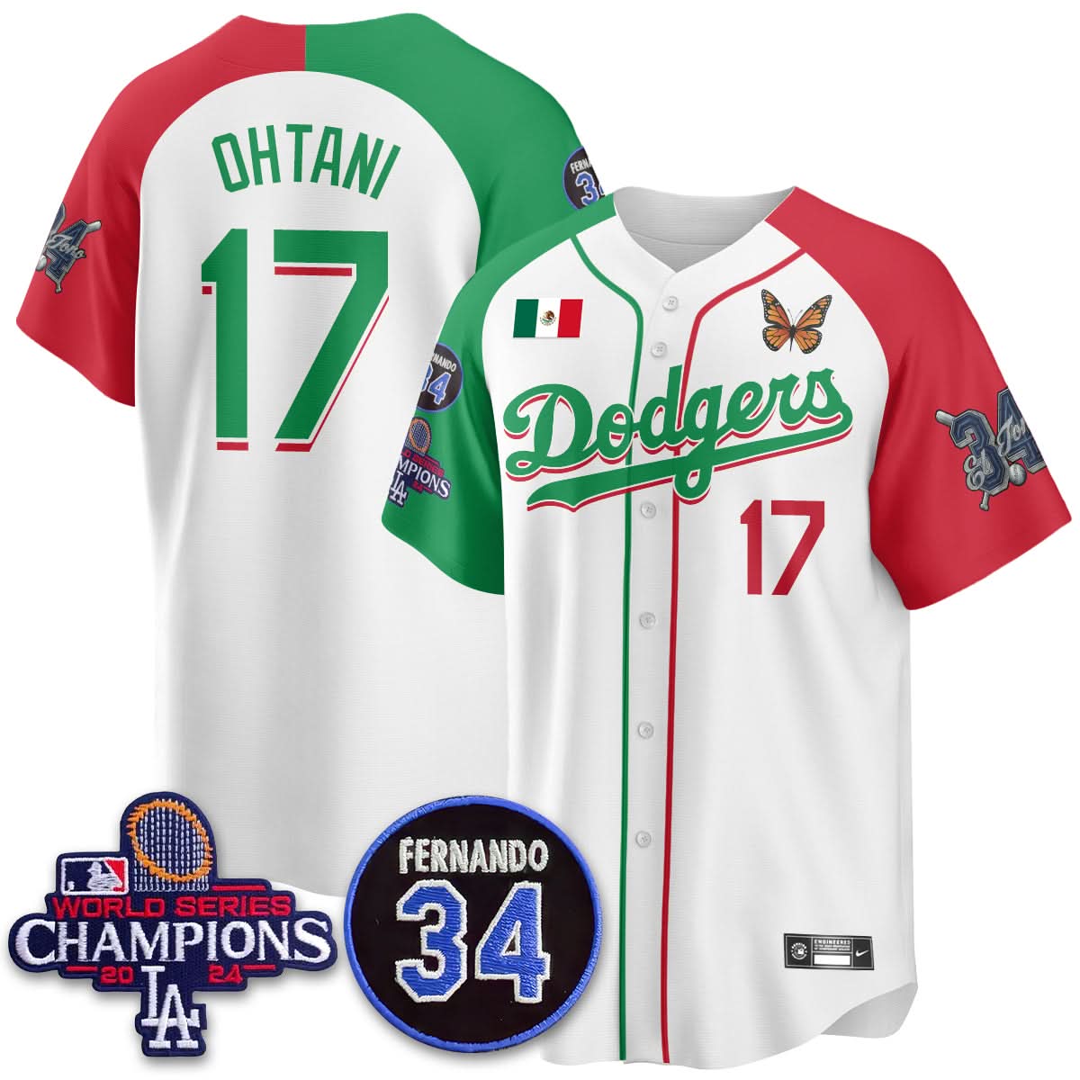Los Angeles Dodgers Mexican "For 34" Jersey - All Stitched