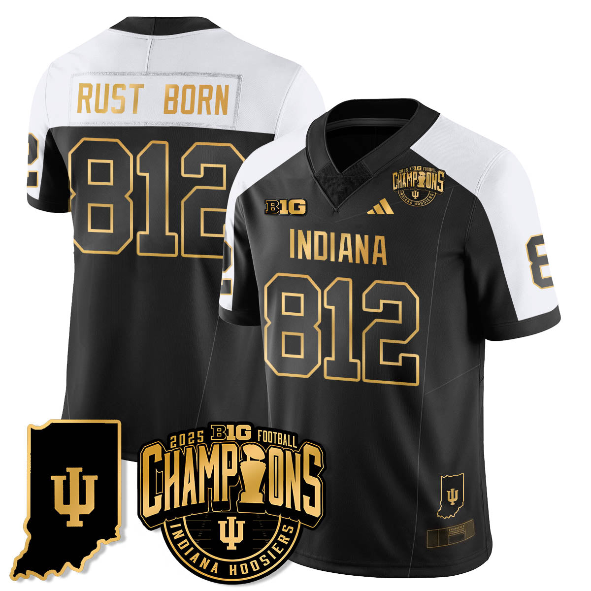 IND Vapor Limited Football Gold Jersey - Big 10 Champions - All Stitched