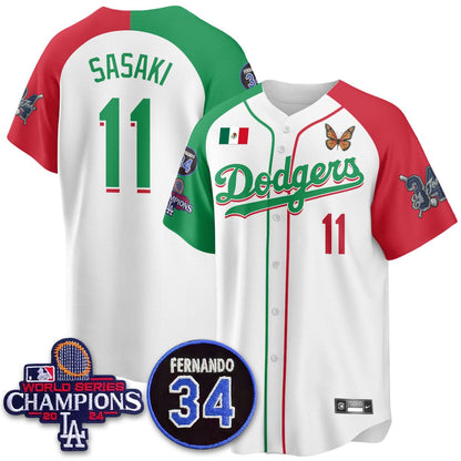 Los Angeles Dodgers Mexican "For 34" Jersey - All Stitched
