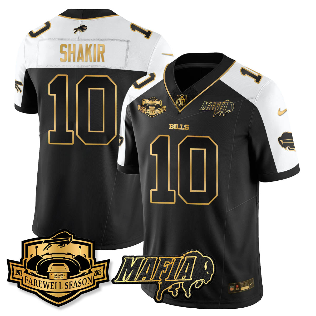 BUF 2025 Bills Mafia Patch Gold Vapor Limited Jersey - All Stitched