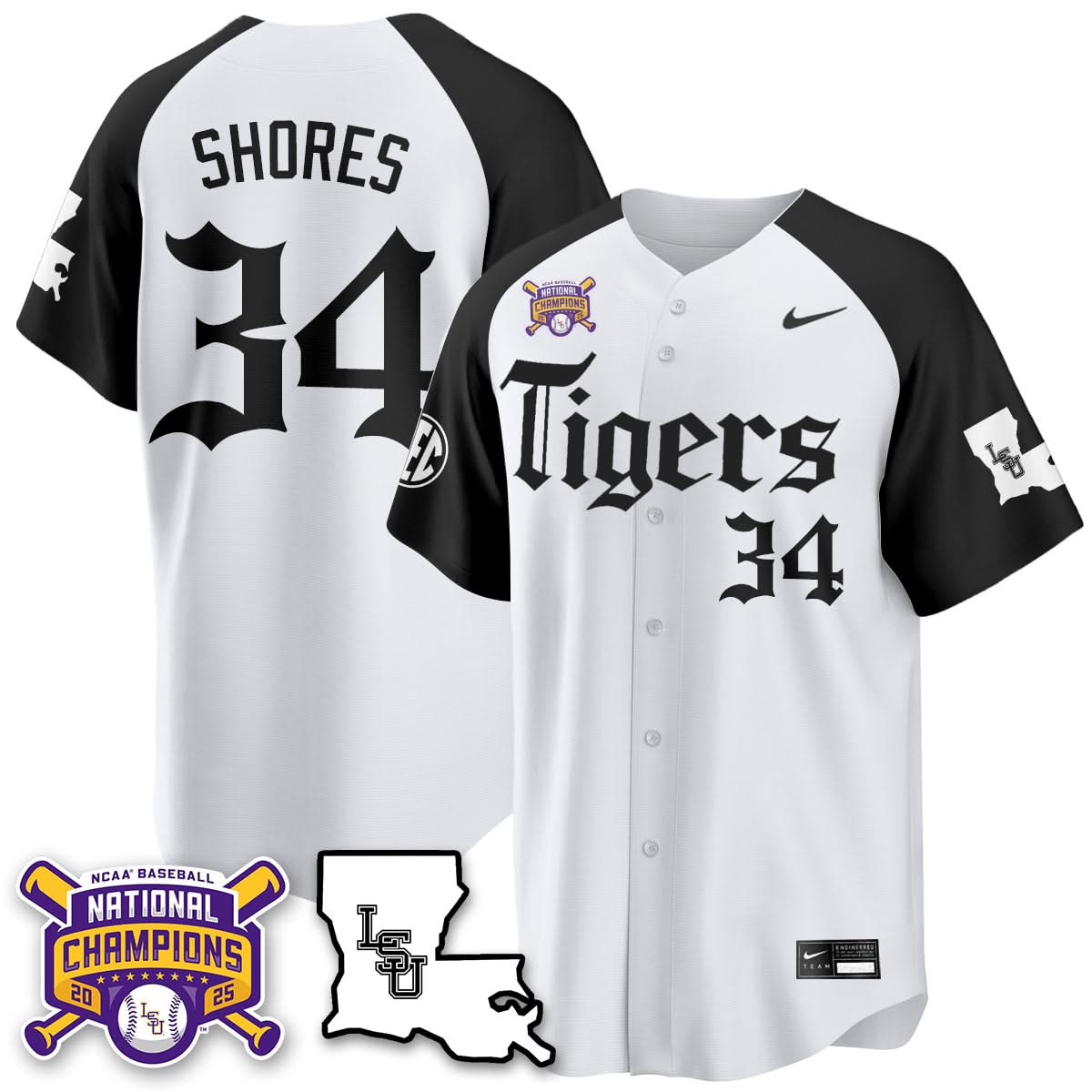 LSU Tigers 2025 World Series Champions 'Gothic Geaux Edition' Jersey - All Stitched