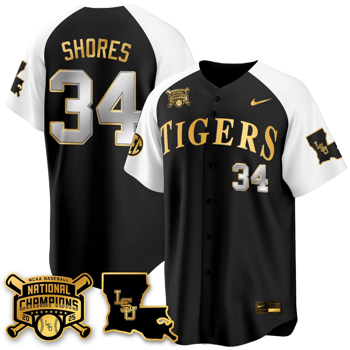 LSU Tigers 2025 College World Series Champions Limited Jersey - All Stitched