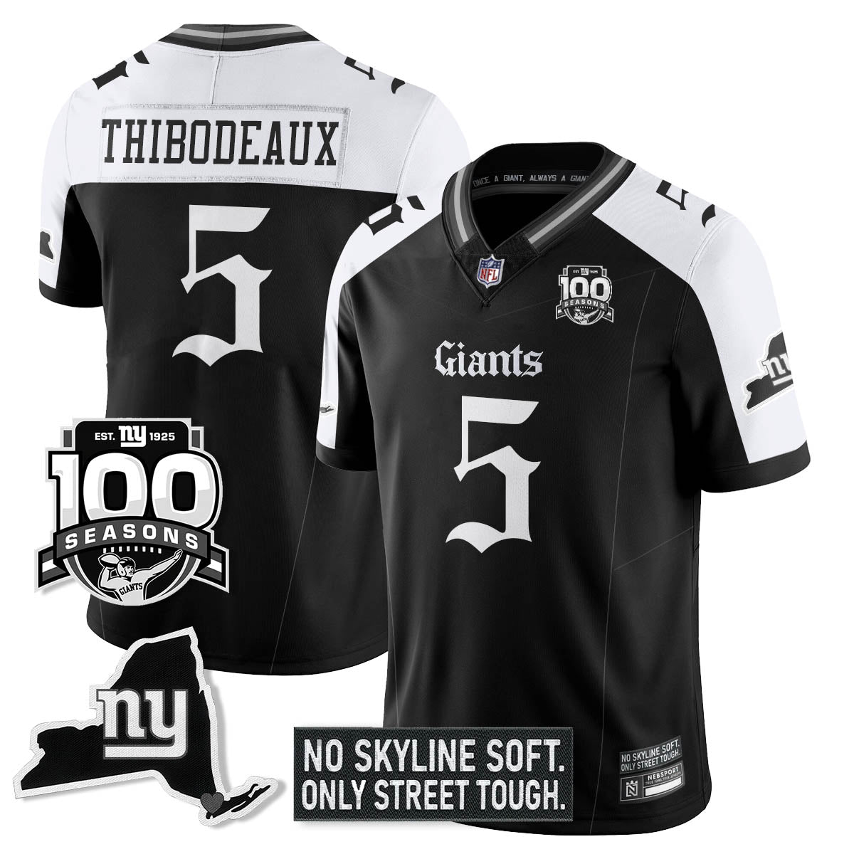 NYG 100th Seasons 'Gothic Gotham Edition' Vapor Limited Jersey - All Stitched