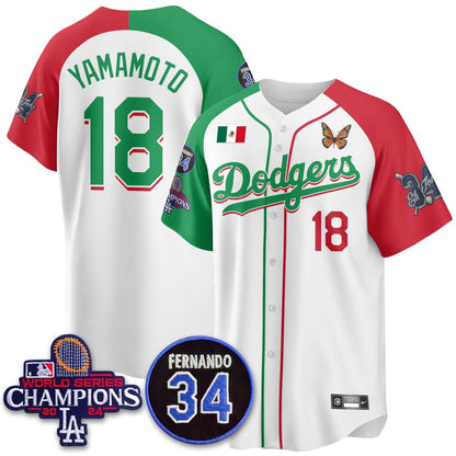 Los Angeles Dodgers Mexican "For 34" Jersey - All Stitched