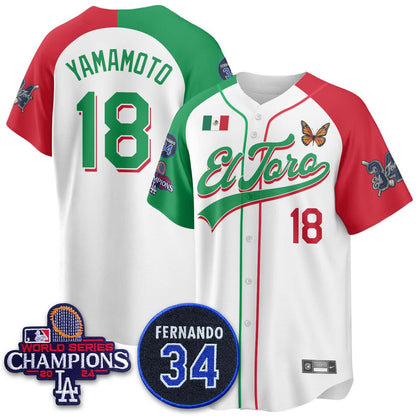 Los Angeles Dodgers Mexican "El Toro" Jersey - All Stitched