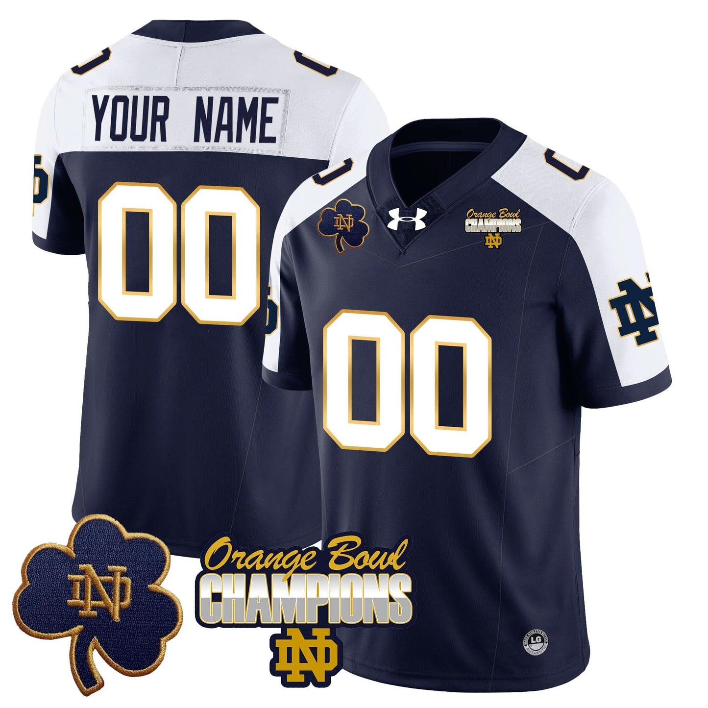 Custom Notre Dame Fighting Irish 2025 Orange Bowl Champions Jersey - All Stitched