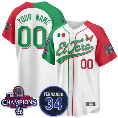 Los Angeles Dodgers Mexican "For 34" Custom Jersey - All Stitched