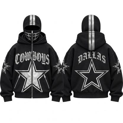 DAL Gothic Style Mask Zip Up Hoodie - Printed