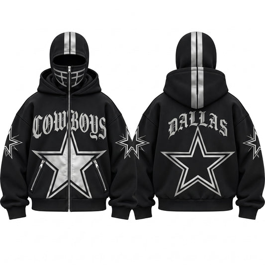 DAL Gothic Style Mask Zip Up Hoodie - Printed