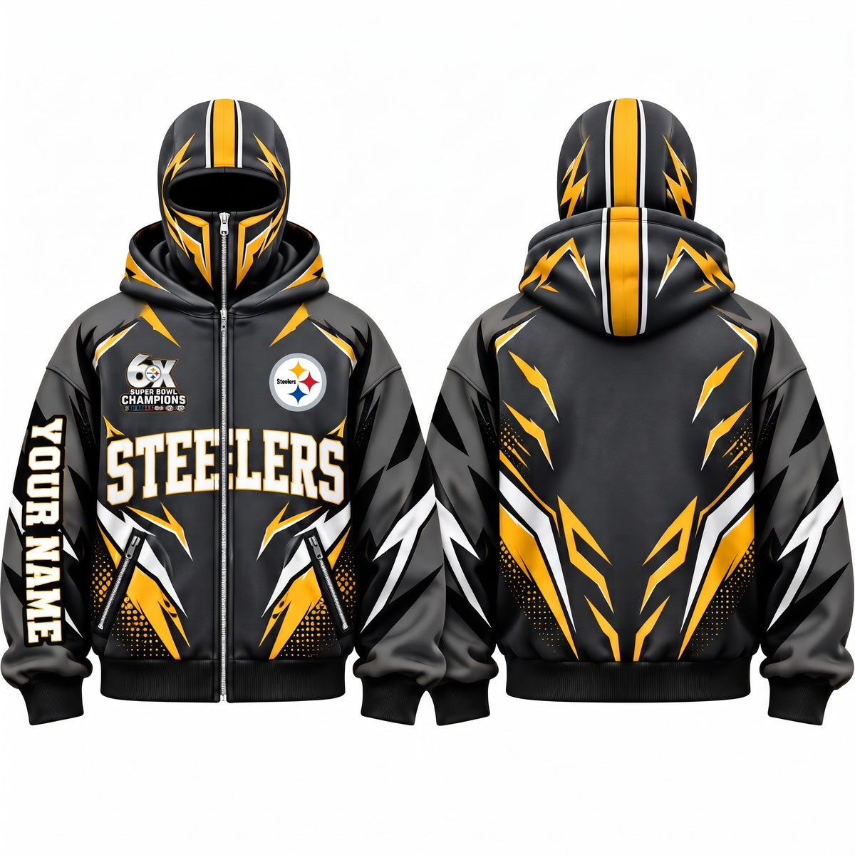 PIT Streetwear Style Personalized Mask Zip Up Hoodie - Printed