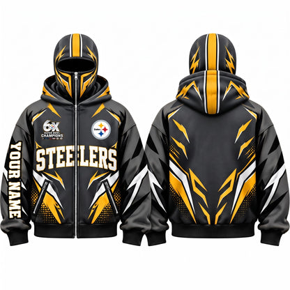 PIT Streetwear Style Personalized Mask Zip Up Hoodie - Printed