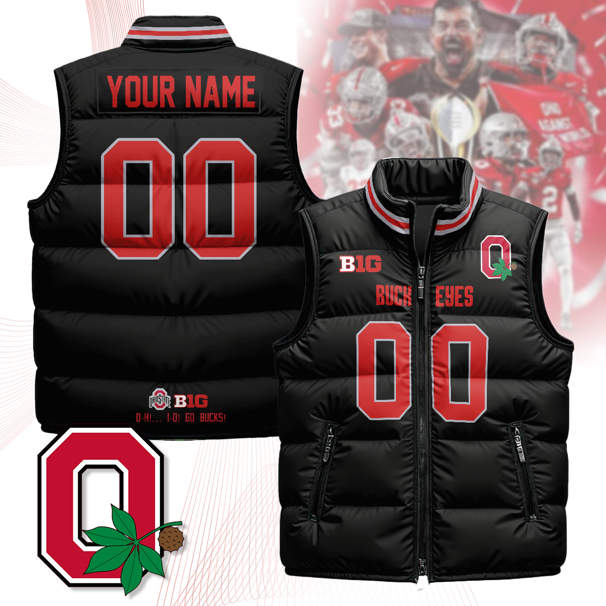Personalized Ohio State Buckeyes Unisex Puffer Vest