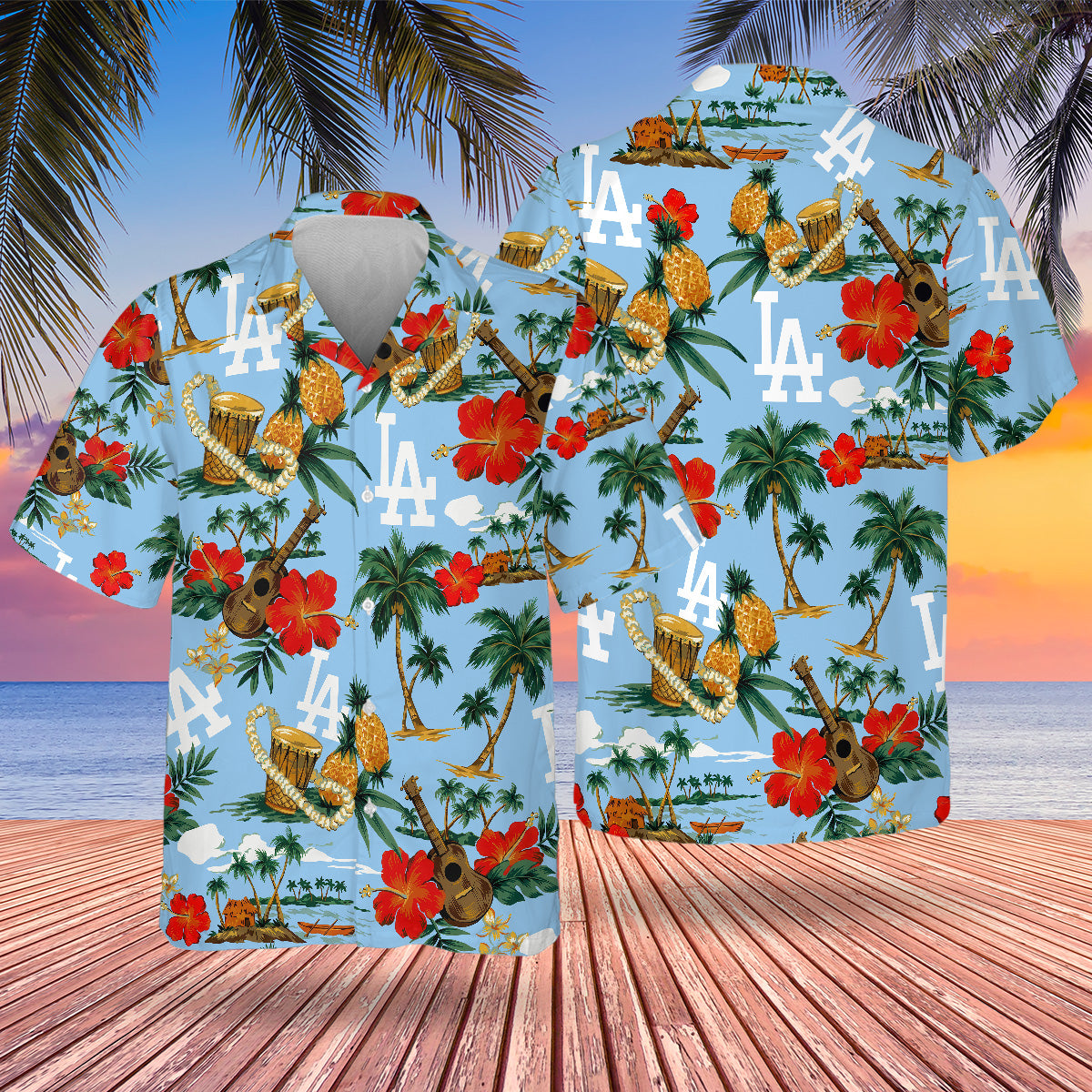 LAD Hawaiian Design Button Shirt