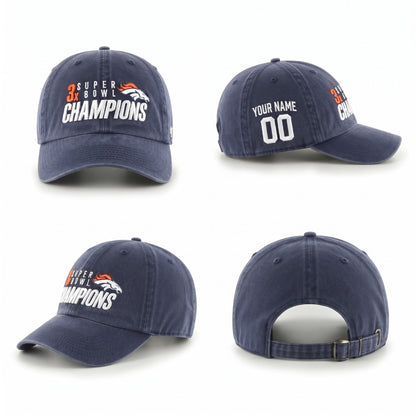 DEN 3x Super Bowl Champions Custom Wash Hat - Embroidered V2