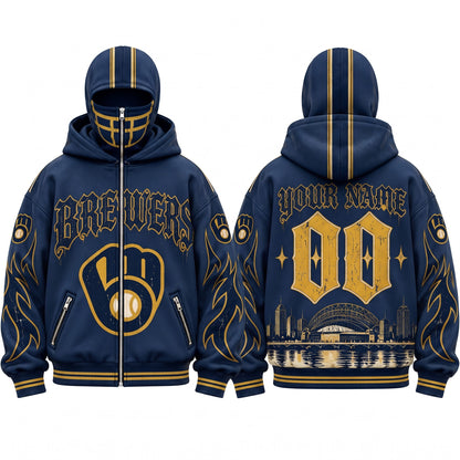 MIL Gothic Style Custom Mask Zip Up Hoodie - Printed V2
