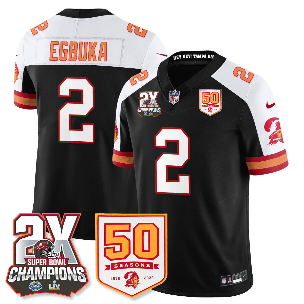 TB 2-Time Champions Patch Throwback Vapor Limited Jersey - All Stitched