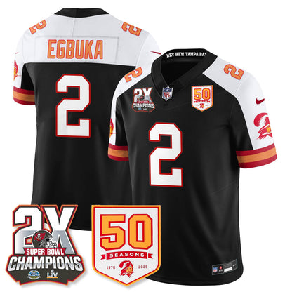 TB 2-Time Champions Patch Throwback Vapor Limited Jersey - All Stitched