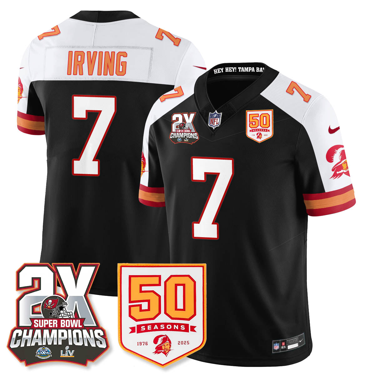 TB 2-Time Champions Patch Throwback Vapor Limited Jersey - All Stitched