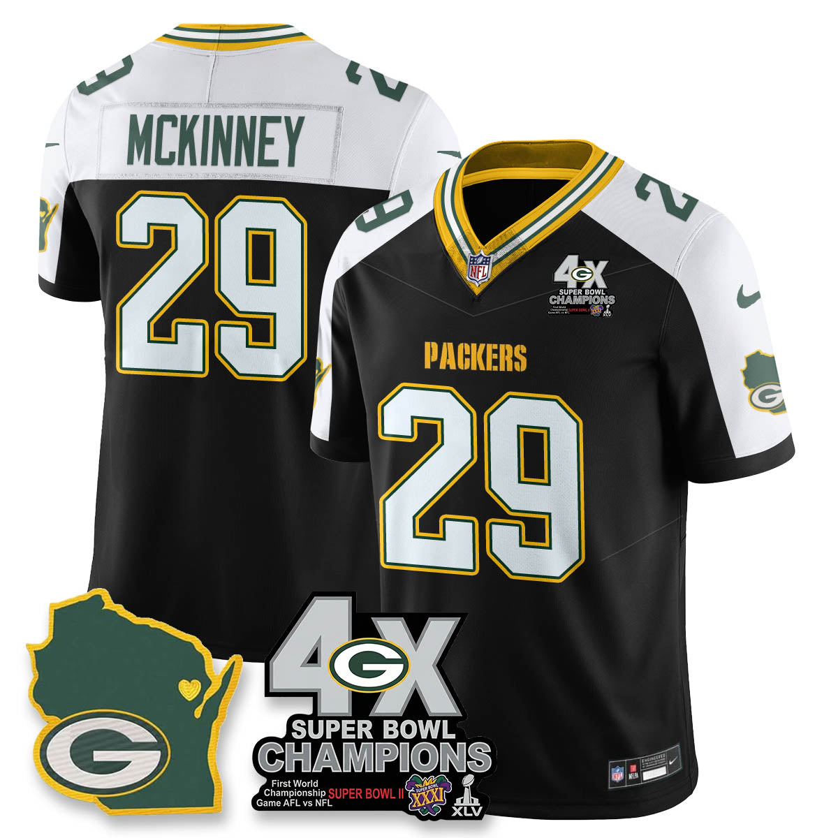 GB 4-Time Champions Patch Vapor Limited Jersey - All Stitched