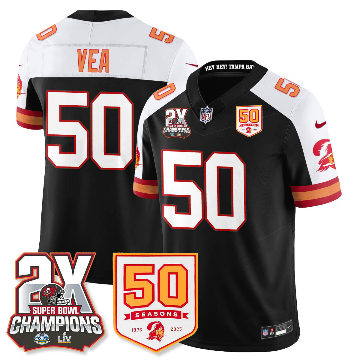 TB 2-Time Champions Patch Throwback Vapor Limited Jersey - All Stitched