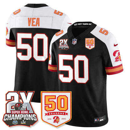 TB 2-Time Champions Patch Throwback Vapor Limited Jersey - All Stitched