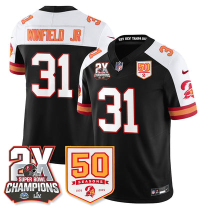 TB 2-Time Champions Patch Throwback Vapor Limited Jersey - All Stitched