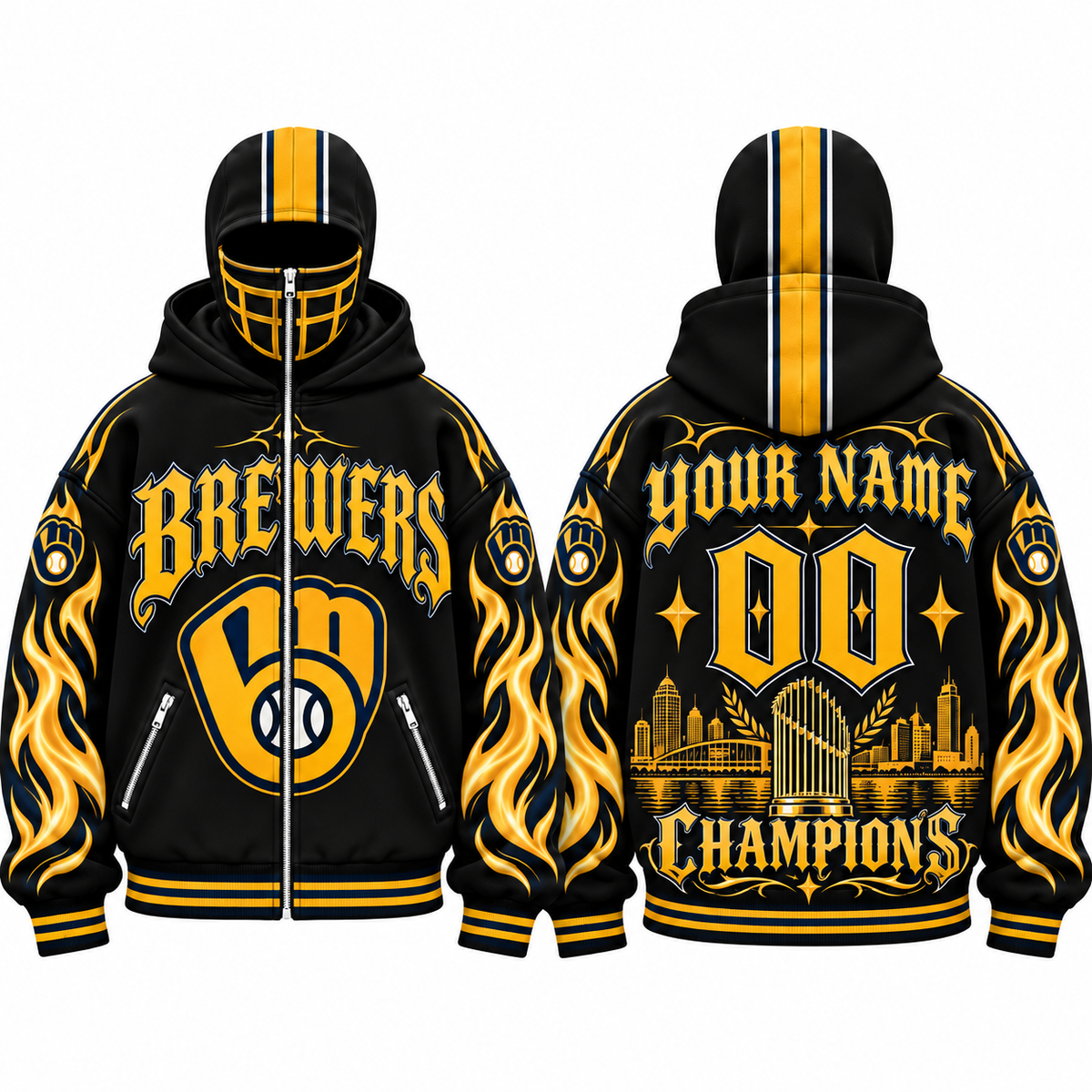 MIL 2026 World Series Champions Custom Mask Zip Up Hoodie - Printed V6