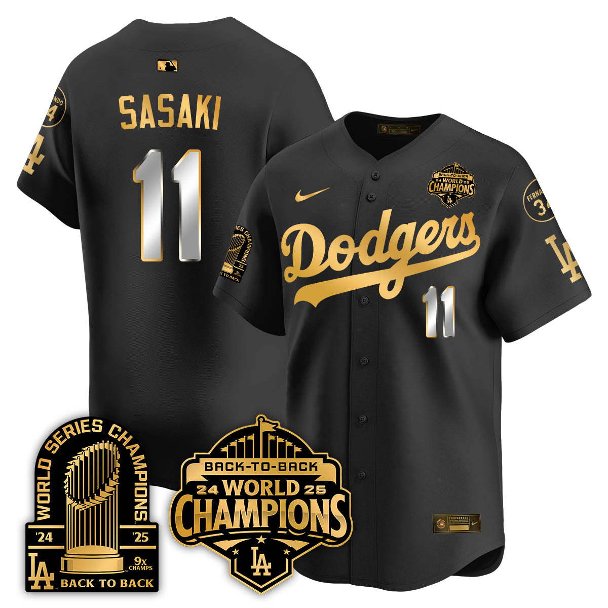 LAD 2025 World Series Champions Jersey - 9x Champs - All Stitched