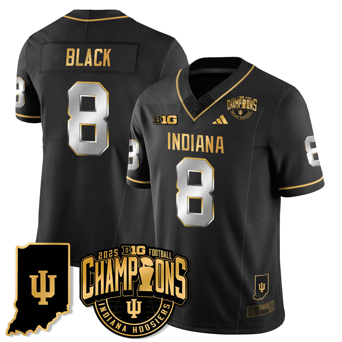 IND Vapor Limited Football Gold Jersey - Big 10 Champions - All Stitched