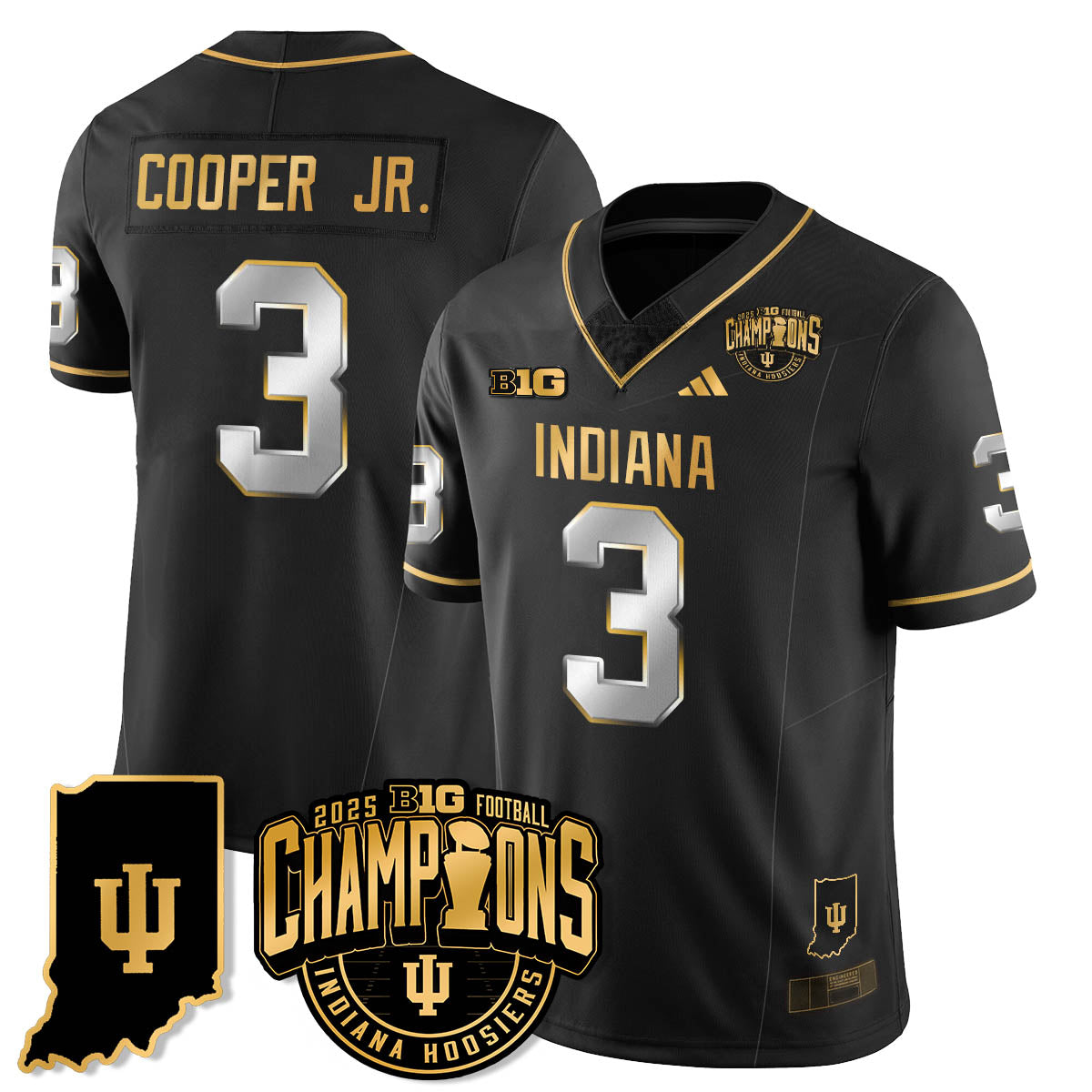 IND Vapor Limited Football Gold Jersey - Big 10 Champions - All Stitched