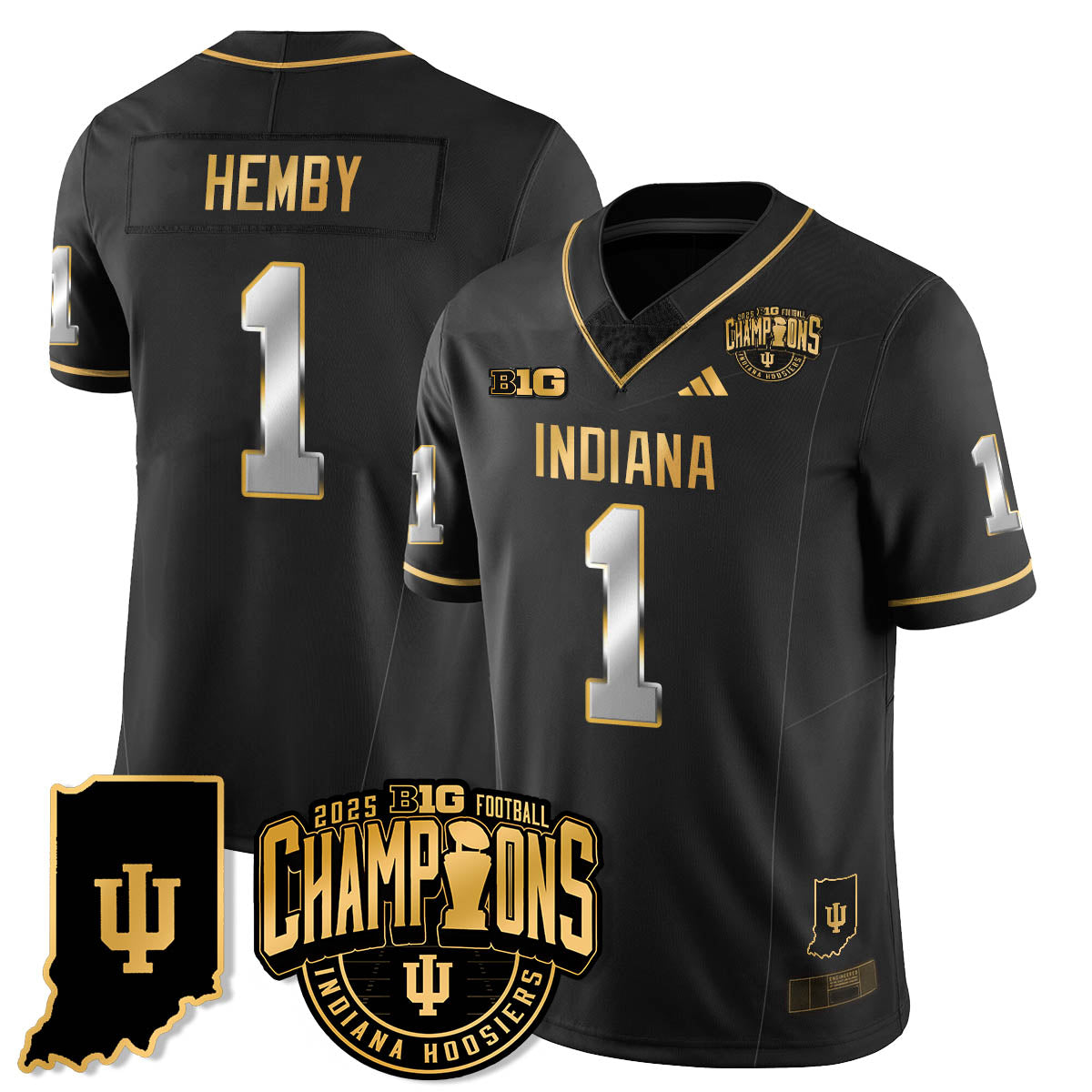 IND Vapor Limited Football Gold Jersey - Big 10 Champions - All Stitched