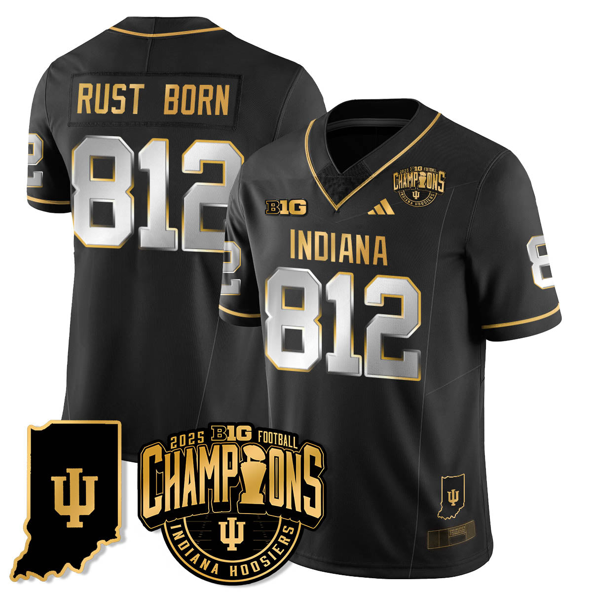 IND Vapor Limited Football Gold Jersey - Big 10 Champions - All Stitched