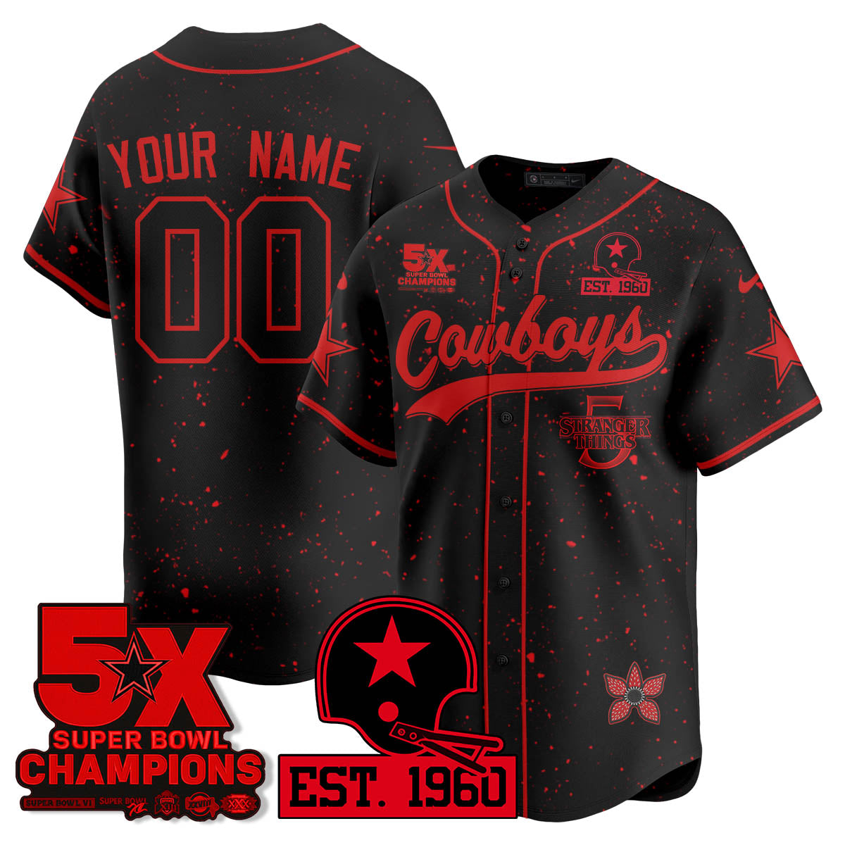DAL Stranger Things Vapor Limited Baseball Custom Jersey - All Stitched