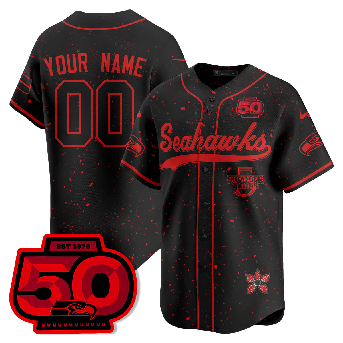 SEA Stranger Things Vapor Limited Baseball Custom Jersey - All Stitched