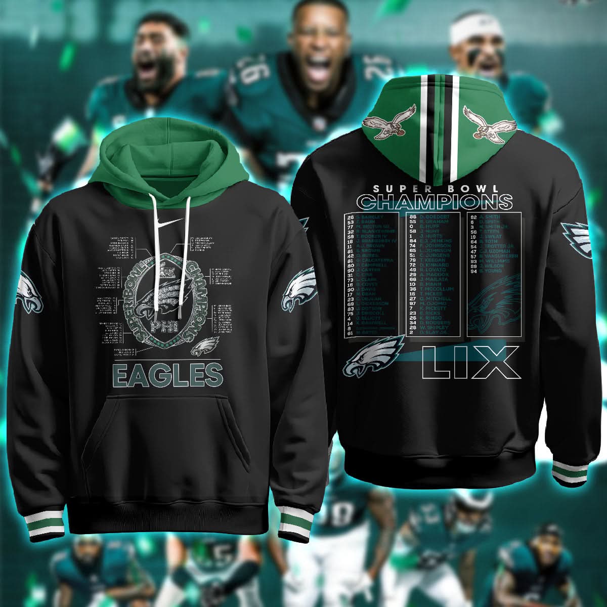 Philadelphia Eagles Super Bowl LIX Champions Hoodie - Printed
