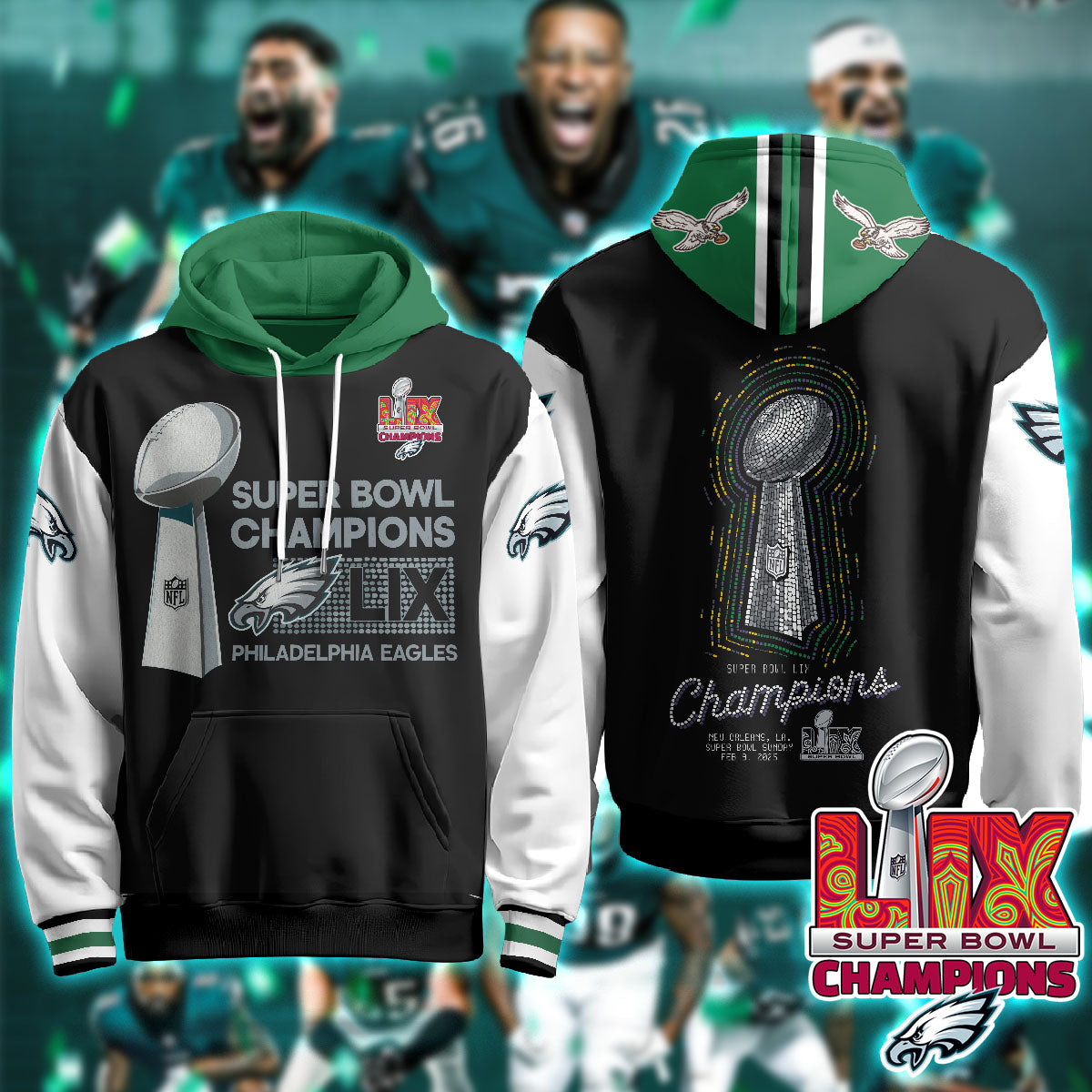 Philadelphia Eagles Super Bowl LIX Champions Hoodie