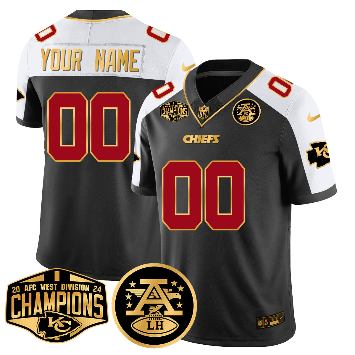 Custom Chiefs 2024 AFC West Champs Jersey - All Stitched