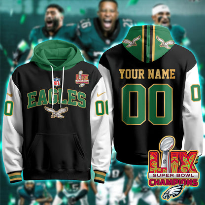 Philadelphia Eagles Super Bowl LIX Champions Custom Gold Hoodie - All Stitched