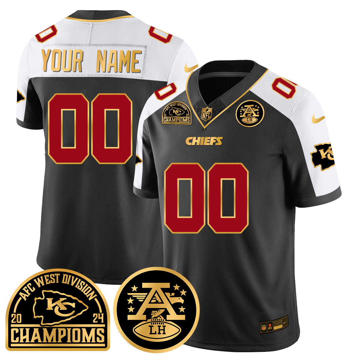 Custom Chiefs 2024 AFC West Champs Jersey - All Stitched